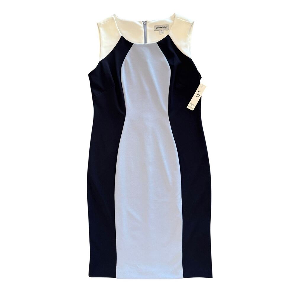 NWT Shelby & Palmer Classic Blue White Sleeveless Sheath Dress Women’s Size 10